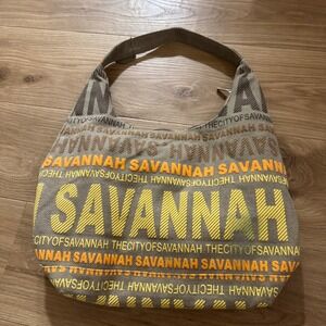 Robin Ruth Savannah City Shoulder Bag Purse, Canvas Fabric, Zip Closure